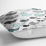 - Rh-K1385-2 - Realhomes Çocuk Odası Mavi Balina Temalı Dijital Baskılı Özel Tasarım Modern Yastık Kırlent Kılıfı Realhomes