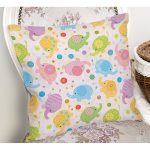 - Rh-K1387-1 - Realhomes  Rengarenk Sevimli Fil Desenli Dijital Baskılı Özel Tasarım Modern Yastık Kırlent Kılıfı Realhomes