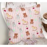 - полосфонбесшов - Realhomes Sevimli Ayıcık Ve Tavşan Motifli Dijital Baskılı Özel Tasarım Modern Yastık Kırlent Kılıfı Realhomes