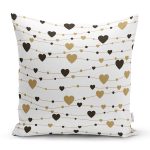 Kalp Desenli Dijital Baskılı Özel Tasarım Modern Yastık Kırlent Kılıfı Realhomes