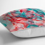 Kırmızı Mavi Duman Desenli Dijital Baskılı Dekoratif Modern Yastık Kırlent Kılıfı Realhomes