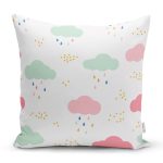 Renkli Bulut Motifli Dijital Baskılı Özel Tasarım Modern Yastık Kırlent Kılıfı Realhomes