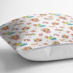 - Print - Realhomes Sevimli Ayıcık Desenli Dijital Baskılı Özel Tasarım Modern Yastık Kırlent Kılıfı Realhomes