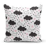 Pembe Yıldız Ve Bulut Desenli Dijital Baskılı Özel Tasarım Modern Yastık Kırlent Kılıfı Realhomes