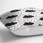 Pembe Yıldız Ve Bulut Desenli Dijital Baskılı Özel Tasarım Modern Yastık Kırlent Kılıfı Realhomes