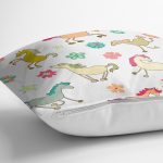 - Rh-K1396-2 - Realhomes Rengarenk Sevimli At Desenli Dijital Baskılı Özel Tasarım Modern Yastık Kırlent Kılıfı Realhomes