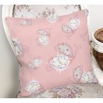 Pembe Zeminli Sevimli Kelebek Motifli Dijital Baskılı Özel Tasarım Modern Yastık Kırlent Kılıfı Realhomes