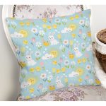 Tavşan Bulut Ve Güneş Desenli Dijital Baskılı Özel Tasarım Modern Yastık Kırlent Kılıfı Realhomes