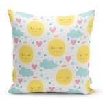 - Print - Realhomes Uyuyan Güneş Motifli Dijital Baskılı Özel Tasarım Modern Yastık Kırlent Kılıfı Realhomes