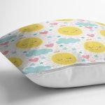 - Print - Realhomes Uyuyan Güneş Motifli Dijital Baskılı Özel Tasarım Modern Yastık Kırlent Kılıfı Realhomes