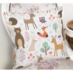 - Печать - Realhomes Sevimli Orman Hayvanları Desenli Dijital Baskılı Özel Tasarım Modern Yastık Kırlent Kılıfı Realhomes