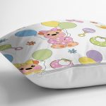 - Seamless baby background with bear - Realhomes Uçan Balonlu Köpek Tasarımlı Dijital Baskılı Özel Tasarım Modern Yastık Kırlent Kılıfı Realhomes