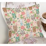 - Rh-K1409-1 - Realhomes Sevimli Orman Hayvanları Desenli Dijital Baskılı Özel Tasarım Modern Yastık Kırlent Kılıfı Realhomes