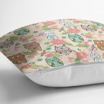 - Rh-K1409-2 - Realhomes Sevimli Orman Hayvanları Desenli Dijital Baskılı Özel Tasarım Modern Yastık Kırlent Kılıfı Realhomes