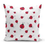 Uğurböcekleri Desenli Dijital Baskılı Özel Tasarım Modern Yastık Kırlent Kılıfı Realhomes