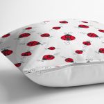 Uğurböcekleri Desenli Dijital Baskılı Özel Tasarım Modern Yastık Kırlent Kılıfı Realhomes