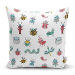 - Web - Realhomes Sevimli Böcekler Temalı Dijital Baskılı Özel Tasarım Modern Yastık Kırlent Kılıfı Realhomes
