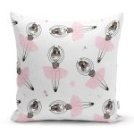 Sevimli Balerin Desenli Dijital Baskılı Özel Tasarım Modern Yastık Kırlent Kılıfı Realhomes