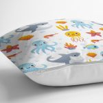 - Cartoon sea animals pattern - Realhomes  Deniz Canlıları Motifli Dijital Baskılı Özel Tasarım Modern Yastık Kırlent Kılıfı Realhomes