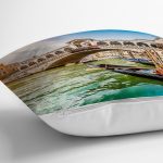 Köprü Ve Kayıkçı Desenli Dijital Baskılı Dekoratif Modern Yastık Kırlent Kılıfı Realhomes