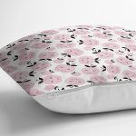 Pembe Gülümseyen Elmalar Motifli Dijital Baskılı Özel Tasarım Modern Yastık Kırlent Kılıfı Realhomes
