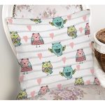 Kalp Ve Baykuş Desenli Dijital Baskılı Özel Tasarım Modern Yastık Kırlent Kılıfı Realhomes