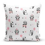Sevimli Panda Desenli Dijital Baskılı Özel Tasarım Modern Yastık Kırlent Kılıfı Realhomes