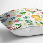 - Rh-K1427-2 - Realhomes Orman Temalı Sevimli Hayvanlar Desenli Dijital Baskılı Özel Tasarım Modern Yastık Kırlent Kılıfı Realhomes