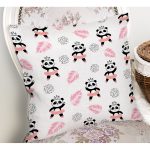 - Rh-K1428-1 - Realhomes Pembe Balerin Panda Desenli Dijital Baskılı Özel Tasarım Modern Yastık Kırlent Kılıfı Realhomes