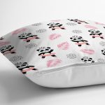 - Rh-K1428-2 - Realhomes Pembe Balerin Panda Desenli Dijital Baskılı Özel Tasarım Modern Yastık Kırlent Kılıfı Realhomes
