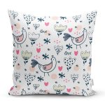 - Print - Realhomes Sevimli Tavuk Desenli Dijital Baskılı Özel Tasarım Modern Yastık Kırlent Kılıfı Realhomes