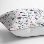 - Print - Realhomes Sevimli Tavuk Desenli Dijital Baskılı Özel Tasarım Modern Yastık Kırlent Kılıfı Realhomes