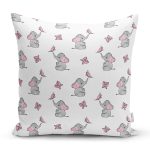 Fil Ve Kelebek Desenli Dijital Baskılı Özel Tasarım Modern Yastık Kırlent Kılıfı Realhomes