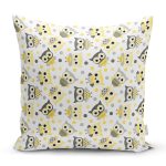 - Cute animal seamless pattern with cartoon owls in yellow and gre - Realhomes Baykuş Desenli Çocuk Odası Temalı Dijital Baskılı Özel Tasarım Modern Yastık Kırlent Kılıfı Realhomes