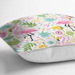 - Tropical pattern with flamingos - Realhomes Pembe Flamingo Motifli Dijital Baskılı Özel Tasarım Modern Yastık Kırlent Kılıfı Realhomes