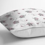 Fil Ve Pembe Kelebek Motifli Dijital Baskılı Özel Tasarım Modern Yastık Kırlent Kılıfı Realhomes