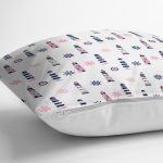 - Simple minimal vector pattern with lightouses and helm in blue, - Realhomes Deniz Feneri Temalı Dijital Baskılı Özel Tasarım Modern Yastık Kırlent Kılıfı Realhomes