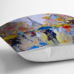 Paris'te Yağmur Yağlı Boya Desenli Dijital Baskılı Dekoratif Modern Yastık Kırlent Kılıfı Realhomes