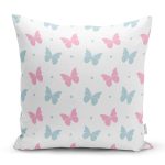 - merry christmas - Realhomes Mavi Gri Kelebek Motifli Dijital Baskılı Özel Tasarım Modern Yastık Kırlent Kılıfı Realhomes