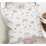 - Rh-K1446-1 - Realhomes Mavi Bulut Ve Gökkuşağı Dijital Baskılı Özel Tasarım Modern Yastık Kırlent Kılıfı Realhomes