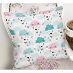 Mavi Pembe Yağmur Bulutları Desenli Dijital Baskılı Özel Tasarım Modern Yastık Kırlent Kılıfı Realhomes