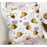 - Печать - Realhomes  Sevimli Arı Motifli Dijital Baskılı Özel Tasarım Modern Yastık Kırlent Kılıfı Realhomes
