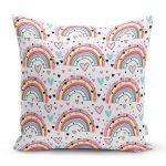 - Print - Realhomes Gökkuşağı Temalı Dijital Baskılı Özel Tasarım Modern Yastık Kırlent Kılıfı Realhomes