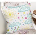 - Основные RGB - Realhomes Gökyüzü Bulut Ve Yıldızlar Desenli Dijital Baskılı Özel Tasarım Modern Yastık Kırlent Kılıfı Realhomes