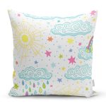 - Основные RGB - Realhomes Gökyüzü Bulut Ve Yıldızlar Desenli Dijital Baskılı Özel Tasarım Modern Yastık Kırlent Kılıfı Realhomes