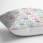 Bulutlar Ve Gökkuşağı Motifli Dijital Baskılı Özel Tasarım Modern Yastık Kırlent Kılıfı Realhomes