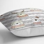 Atkılı Sevimli Hayvanlar Temalı Dijital Baskılı Özel Tasarım Modern Yastık Kırlent Kılıfı Realhomes