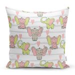 Sevimli Fil Motifli Dijital Baskılı Özel Tasarım Modern Yastık Kırlent Kılıfı Realhomes
