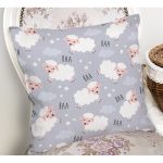 Puanlı Gri Zeminde Koyun Desenli Dijital Baskılı Özel Tasarım Modern Yastık Kırlent Kılıfı Realhomes