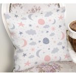 Gökyüzü Temalı Yıldız Ay Ve Bulut Desenli Dijital Baskılı Özel Tasarım Modern Yastık Kırlent Kılıfı Realhomes